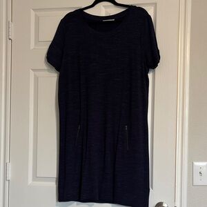 Navy Short Sleeve Dress with Zipper Pockets